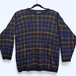 VTG 90s Paul Harris Wool Blend Plaid Sweater Oversized Boucle L Grandpacore